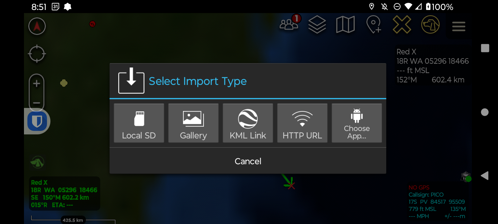 ATAK Dialog Import Type