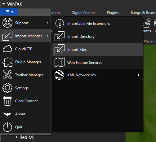 WinTAK Menu Main Import